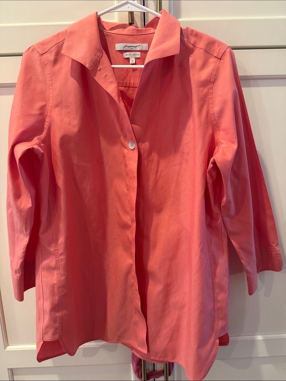 Foxcroft Coral-Pink Button Up Collared Shirt 100% cotton